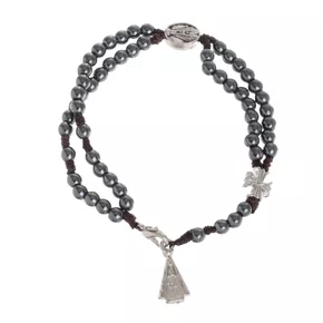 Terço De Pulso Hematita Nossa Senhora Aparecida - 6 Unidades