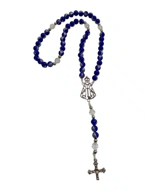 Terço feito no Cordão - Aparecida Azul