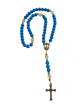 Terço feito no Cordão - Azul Claro