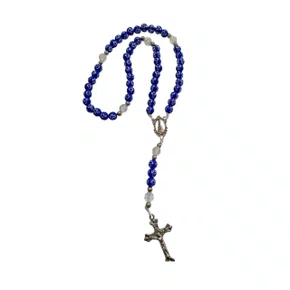 Terço feito no Cordão - Azul Cruz