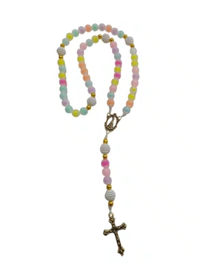 Terço feito no Cordão - Colorido