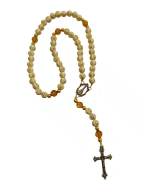 Terço feito no Cordão - Creme