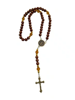 Terço feito no Cordão - Marrom São Bento