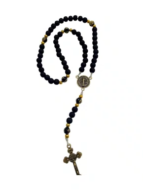 Terço feito no Cordão - Preto São Bento