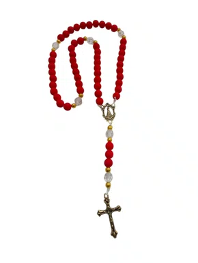 Terço feito no Cordão - Vermelho