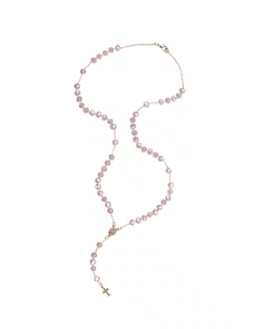 Terço Pescoço Cristal - Rosa