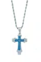 Corrente Aço Inoxidável com Crucifixo Pai Nosso Azul