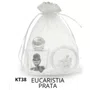 Kit Porta Água Benta + Porta Terço + Dezena - Eucaristia Prata