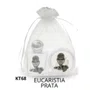 Kit Porta Água Benta + Porta Terço + Dezena - Eucaristia Prata