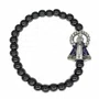 Pulseira de Hematita Elástico com Medalha Aparecida Azul - 6 unidades