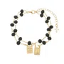 Pulseira Folheada Escapulário Cristal - Preto